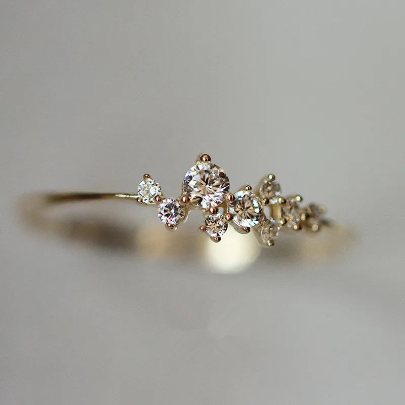 Women’s 925 Sterling Silver Star & Blossom Ring – 14K Gold-Plated Jewelry