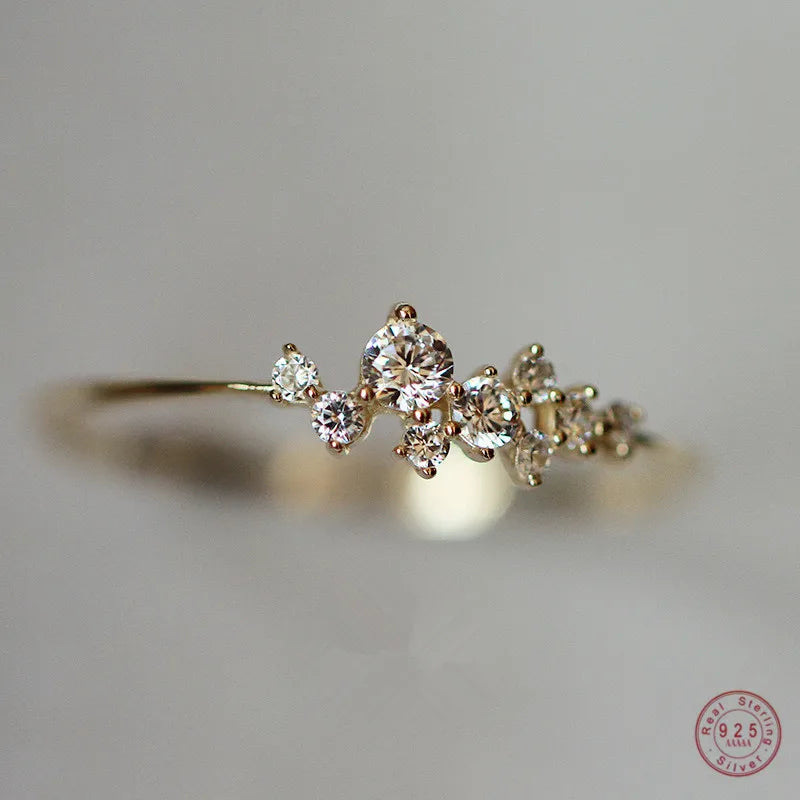 Women’s 925 Sterling Silver Star & Blossom Ring – 14K Gold-Plated Jewelry