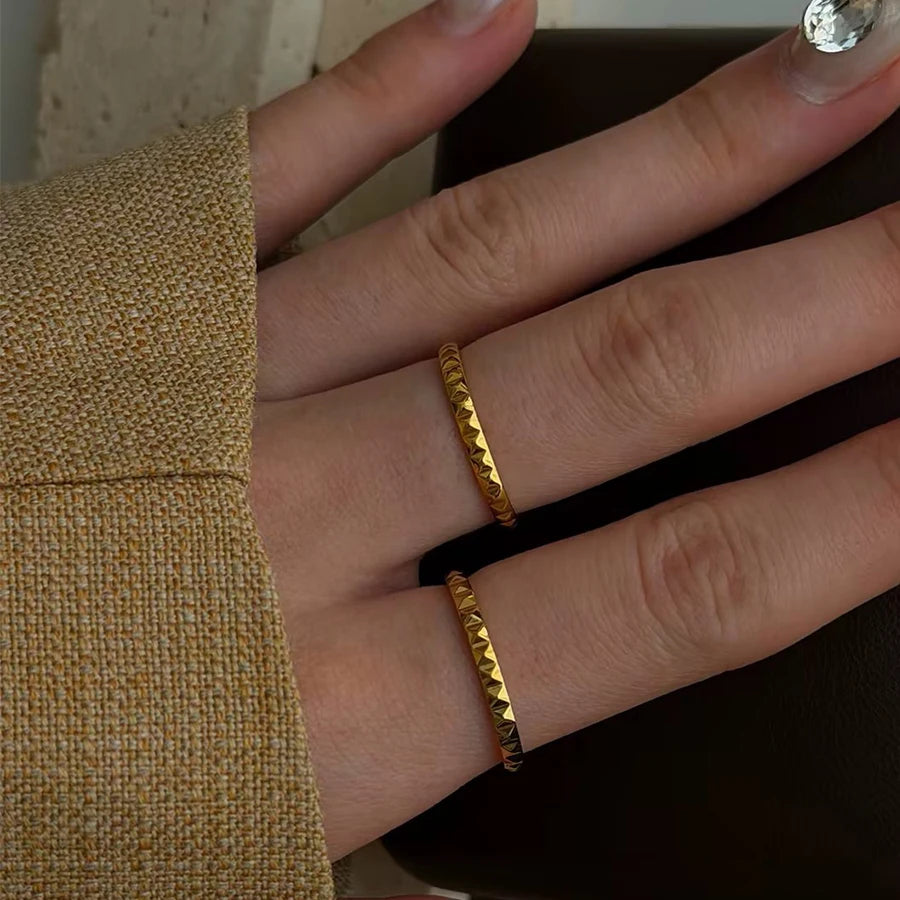 3-Piece Minimalist Raised Square Ring Set for Women