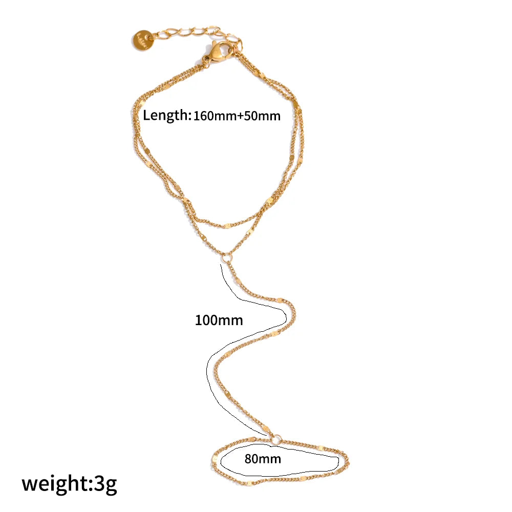 Women’s 18K Gold-Plated Zircon Ring Bracelet – Waterproof Stainless Steel Hand Chain Jewelry