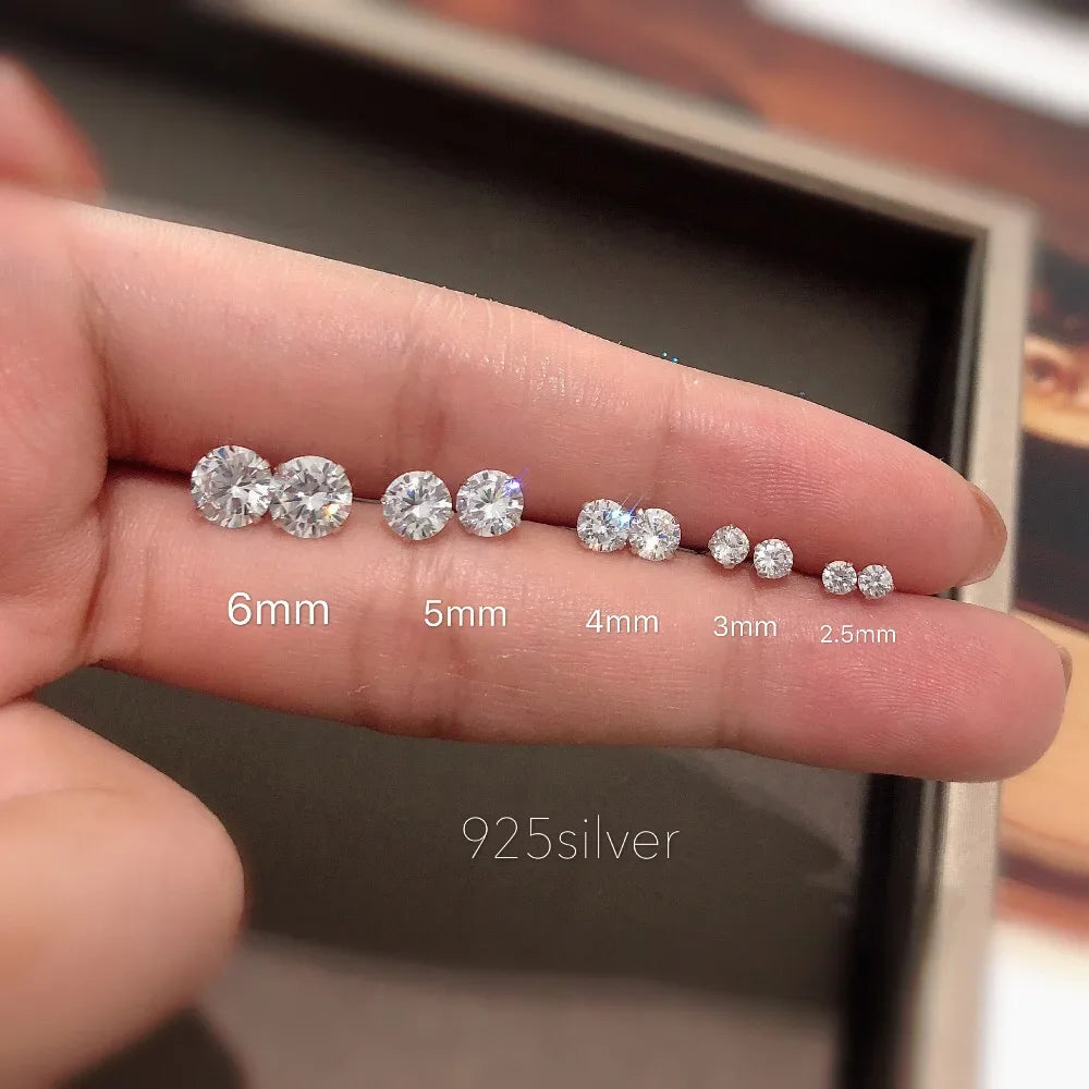 Elegant 925 Sterling Silver Crystal Stud Earrings