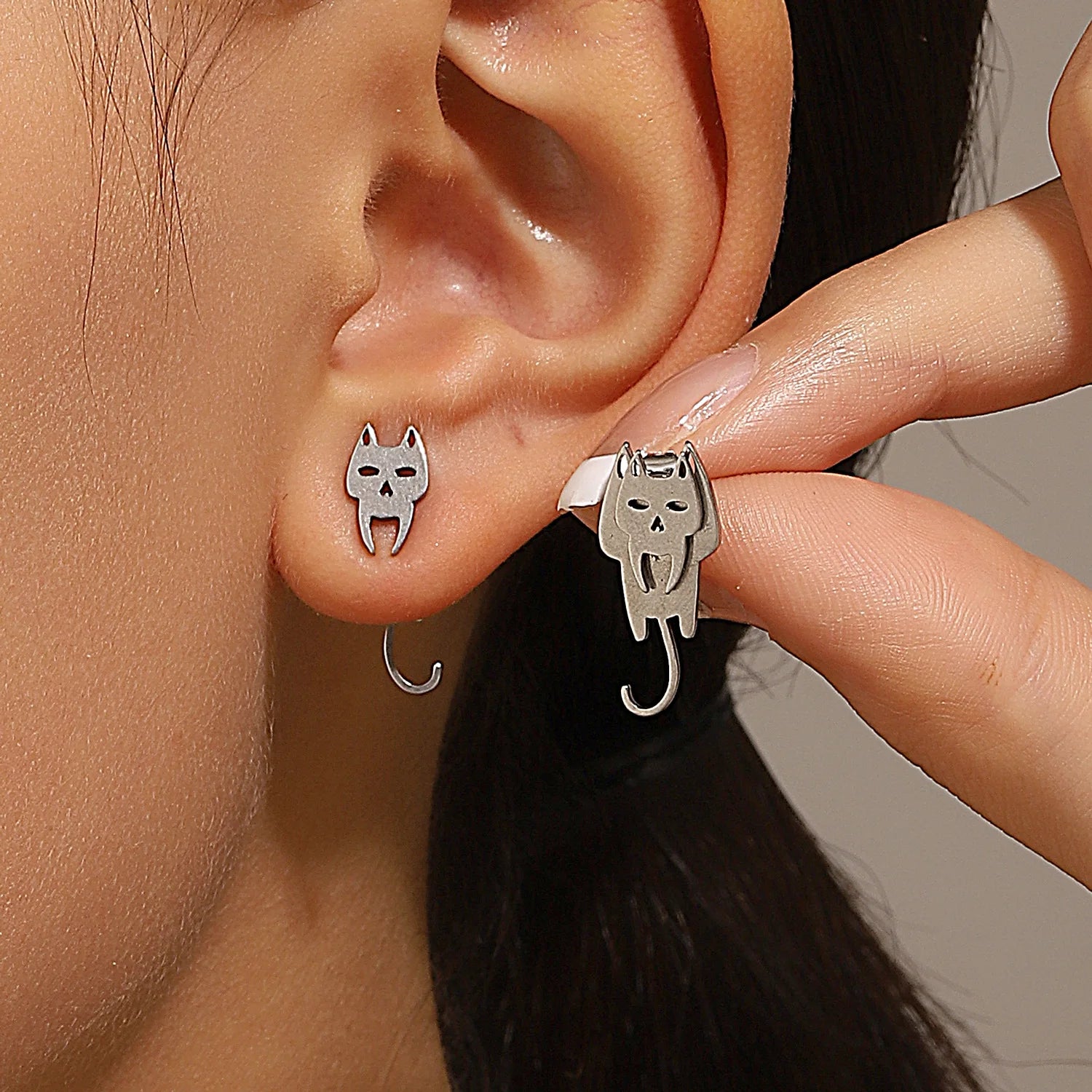 Minimalist Geometric Stud Earrings for Women – Detachable Square & Triangle Design