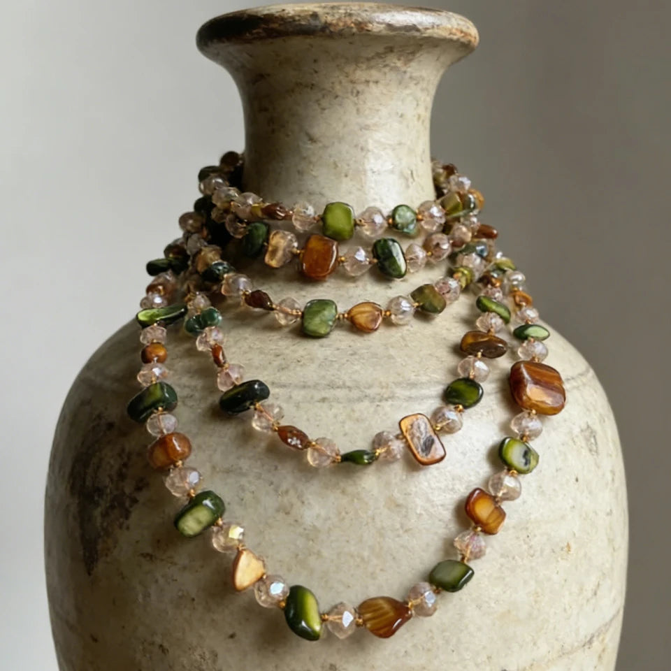 Bohemian Multicolor Shell Beaded Layered Necklace