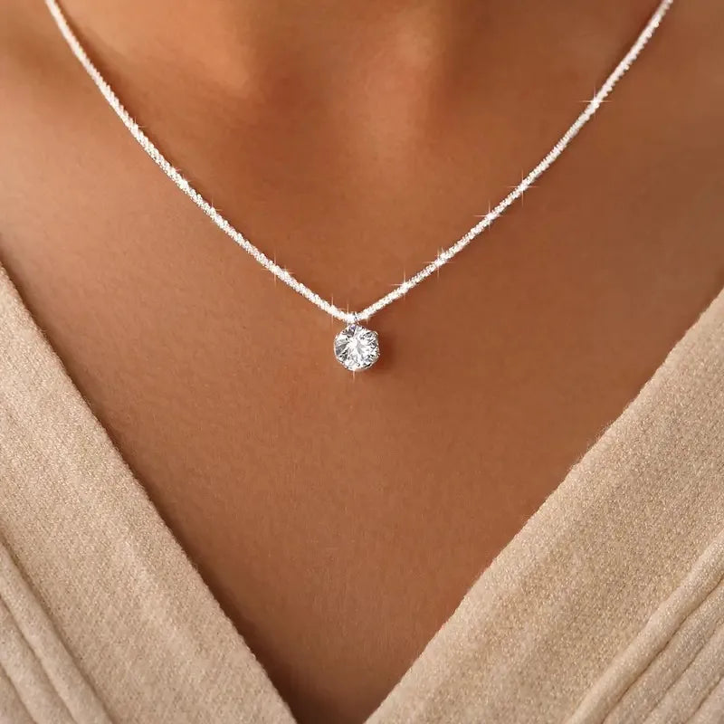 Luxury 1CT Moissanite Pendant Necklace in 925 Sterling Silver