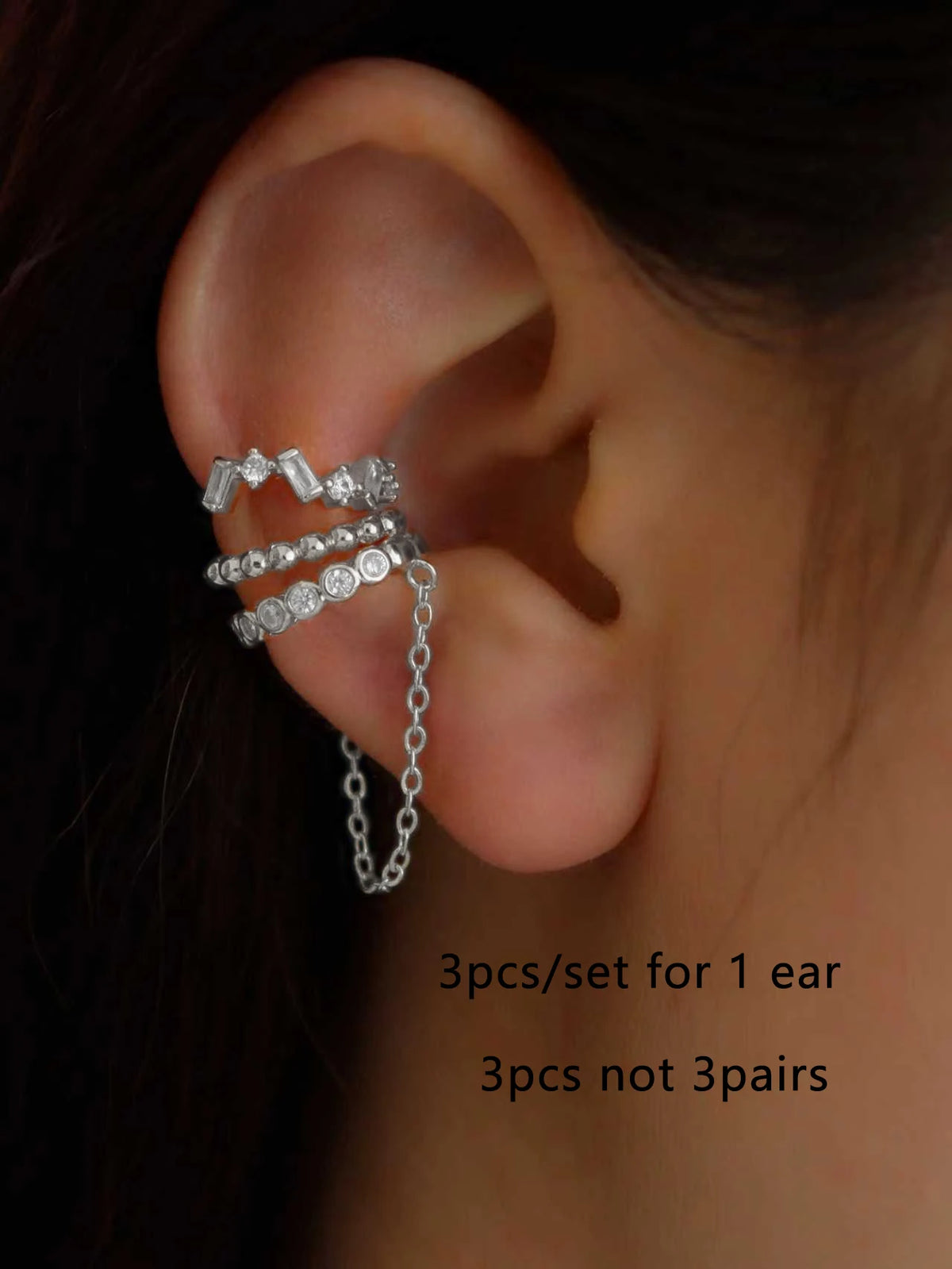 3-Piece Chain Ear Cuff Set – No Piercing Required