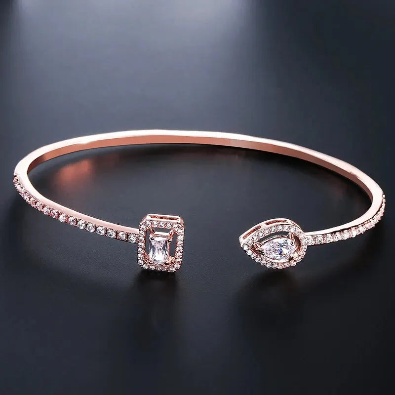 Luxury Geometric Zirconia Cuff Bracelet for Women – Elegant Party & Everyday Jewelry