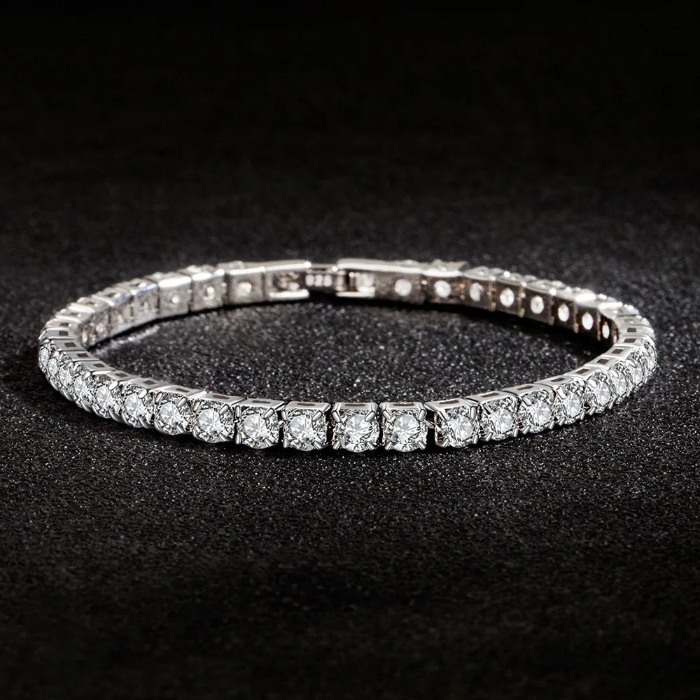 Women’s 925 Sterling Silver 4mm Zirconia Tennis Bracelet – Adjustable 16–20cm