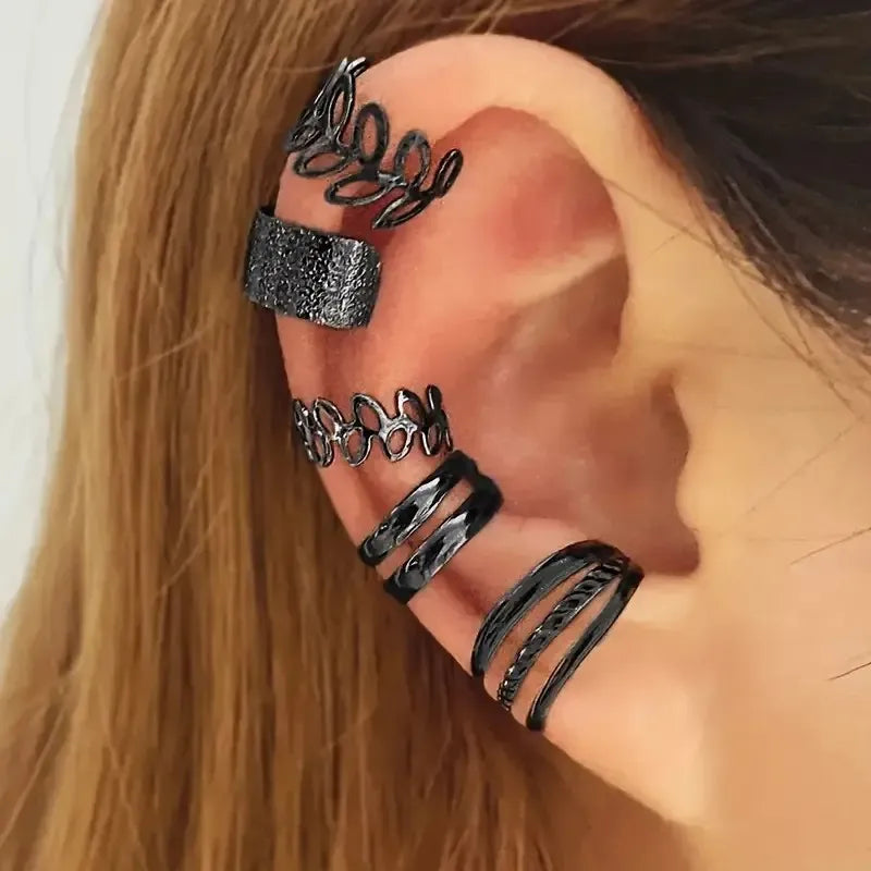 5-Piece Elegant Silver Ear Cuff Set – No Piercing Required