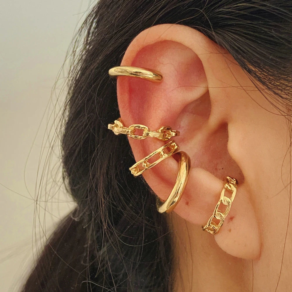 5-Piece Elegant Silver Ear Cuff Set – No Piercing Required