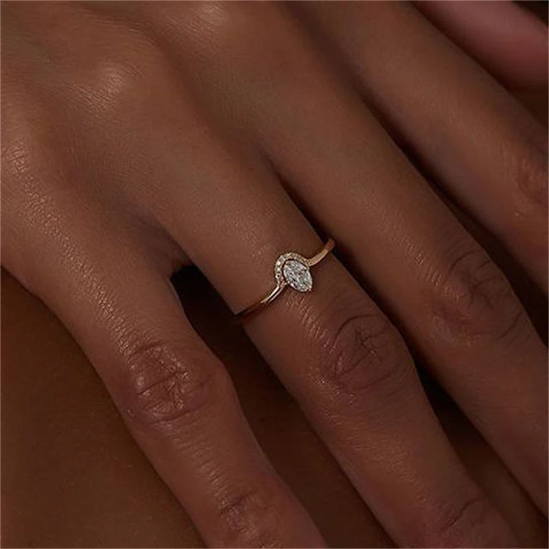 Women’s Adjustable Zircon Ring – Geometric Stainless Steel Statement Jewelry Gift