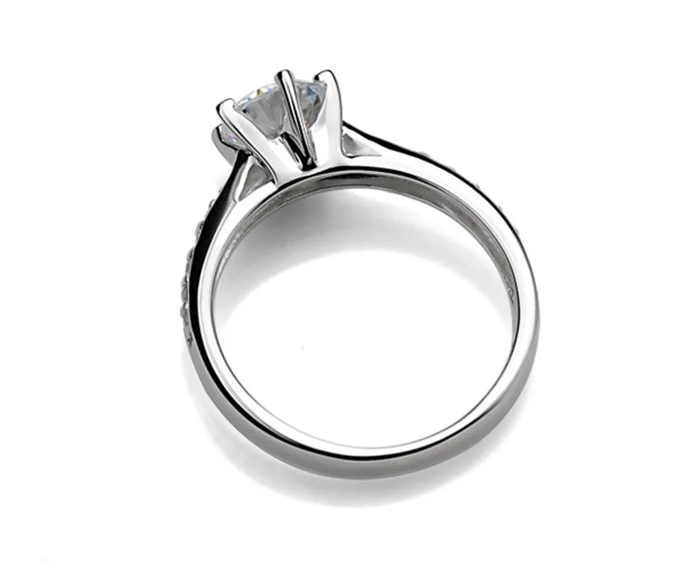 Luxury 925 Sterling Silver Six-Prong Solitaire Ring for Women