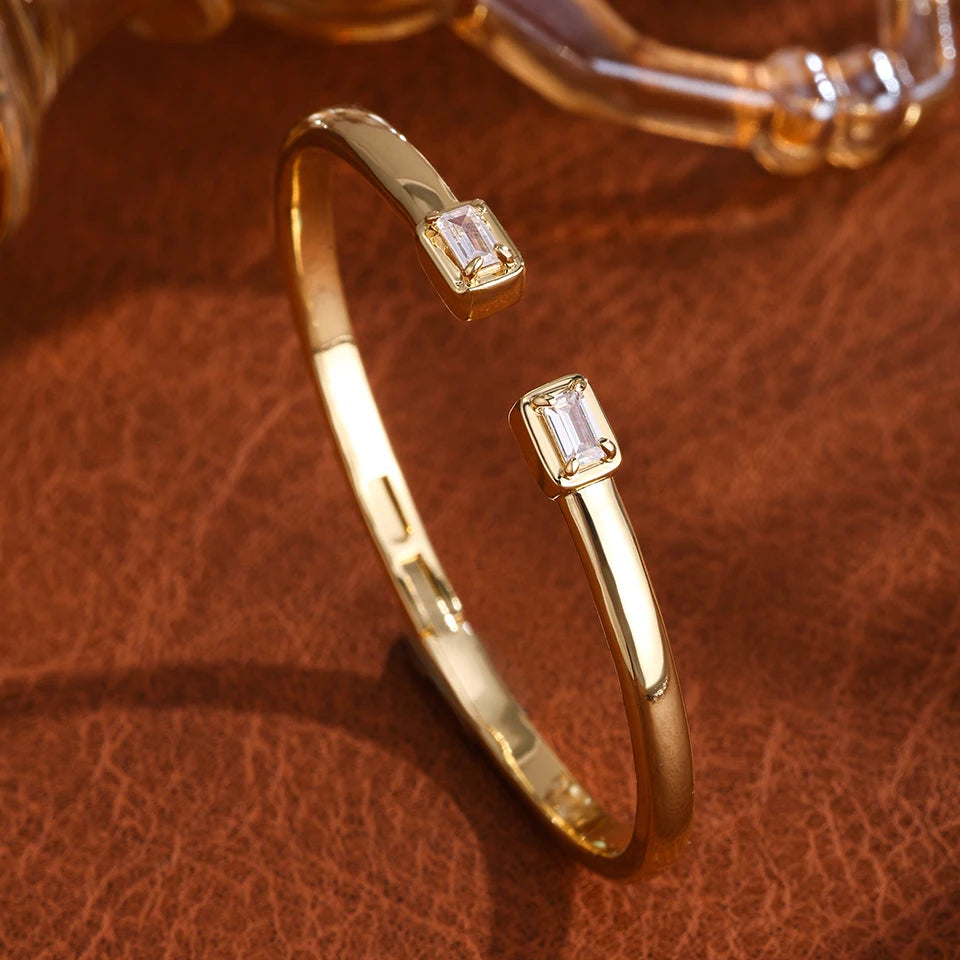 Luxury Geometric Zirconia Cuff Bracelet for Women – Elegant Party & Everyday Jewelry