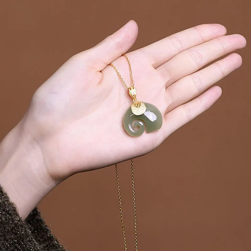 Women’s Natural Hetian Jade Elephant Pendant Necklace – Elegant Birthday & Anniversary Jewelry Gift