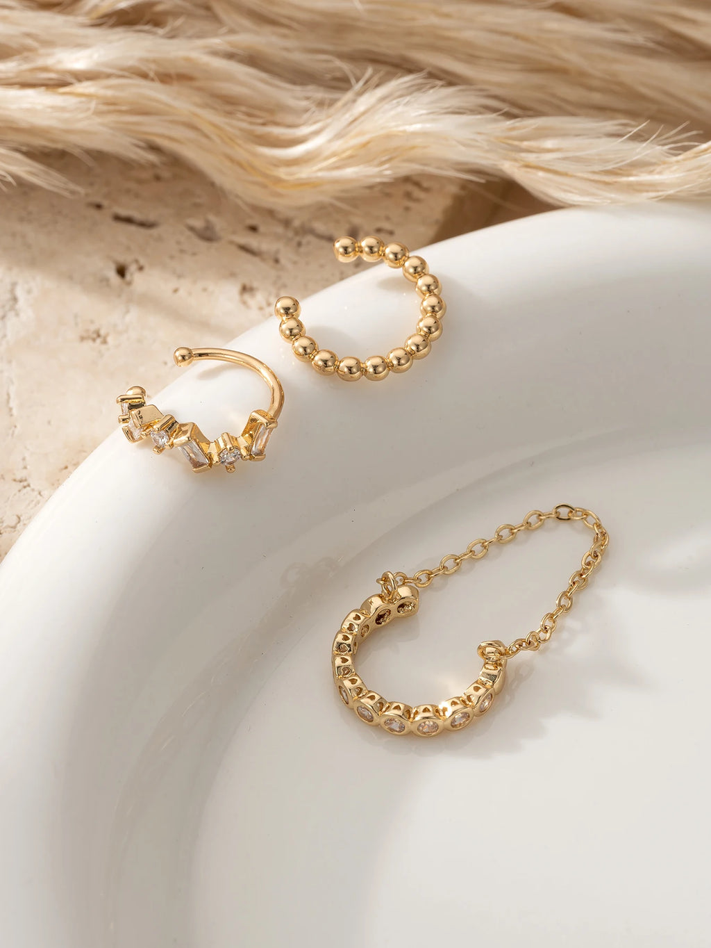 3-Piece Chain Ear Cuff Set – No Piercing Required