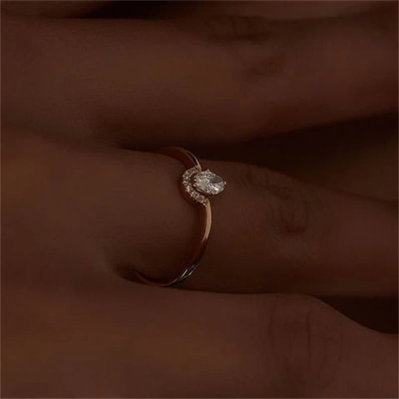 Women’s Adjustable Zircon Ring – Geometric Stainless Steel Statement Jewelry Gift
