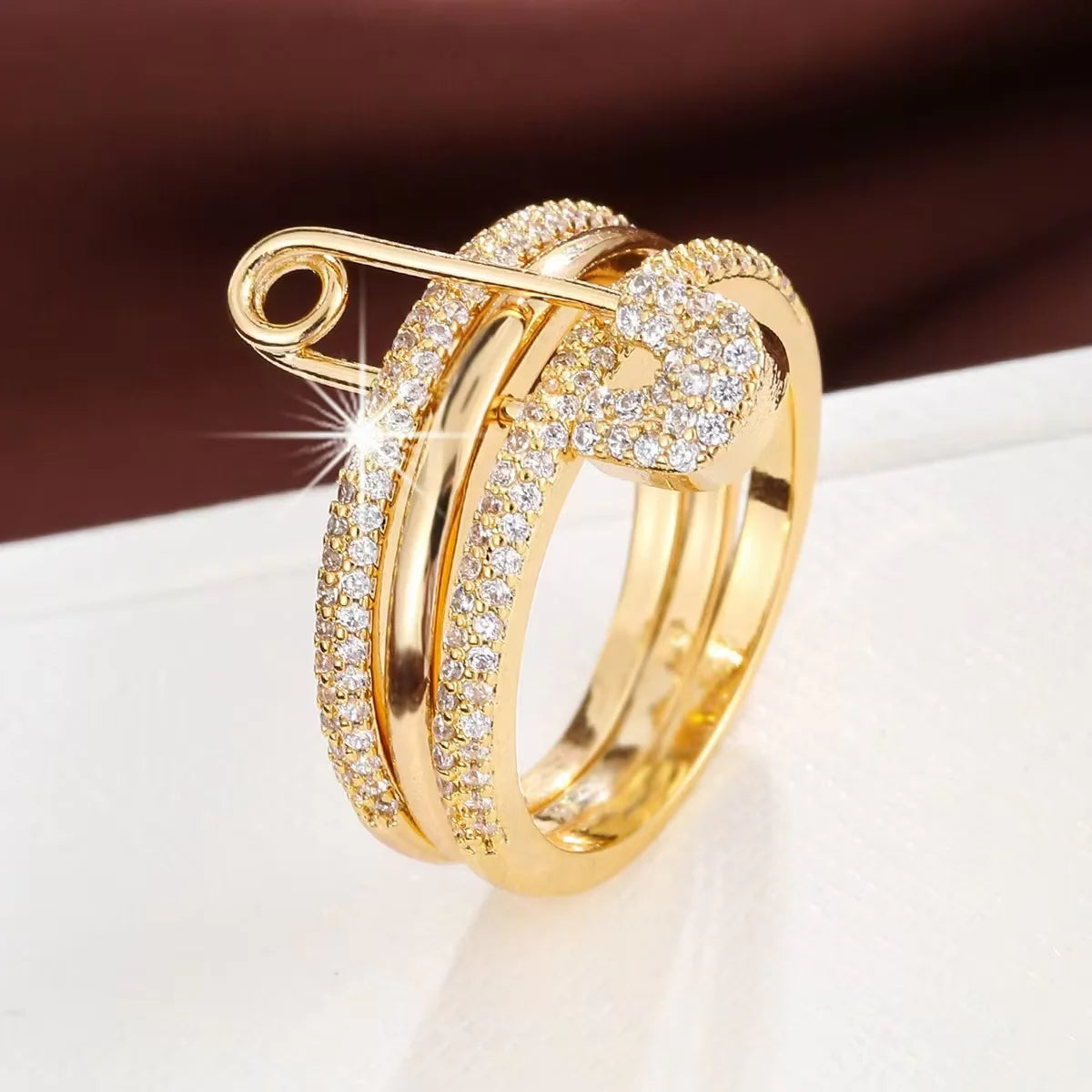 Modern Triple-Layer Chain Ring for Women