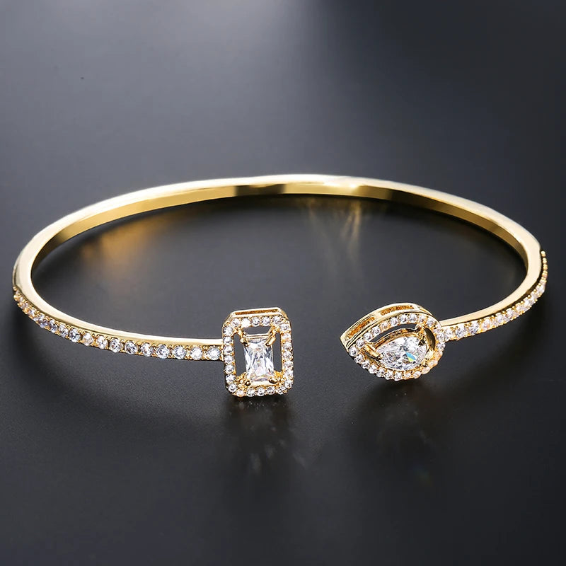 Luxury Geometric Zirconia Cuff Bracelet for Women – Elegant Party & Everyday Jewelry
