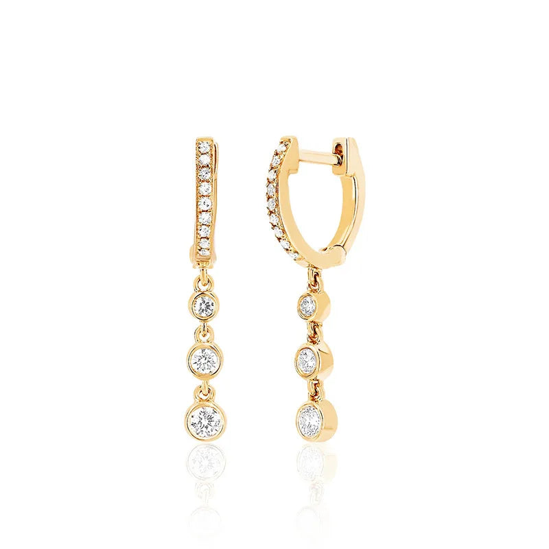 Women’s 14K Gold-Plated Crystal Water Drop Chain Earrings – Stainless Steel Dangle Jewelry