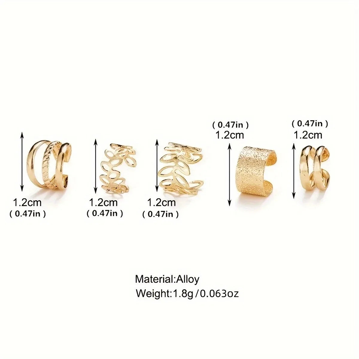 5-Piece Elegant Silver Ear Cuff Set – No Piercing Required