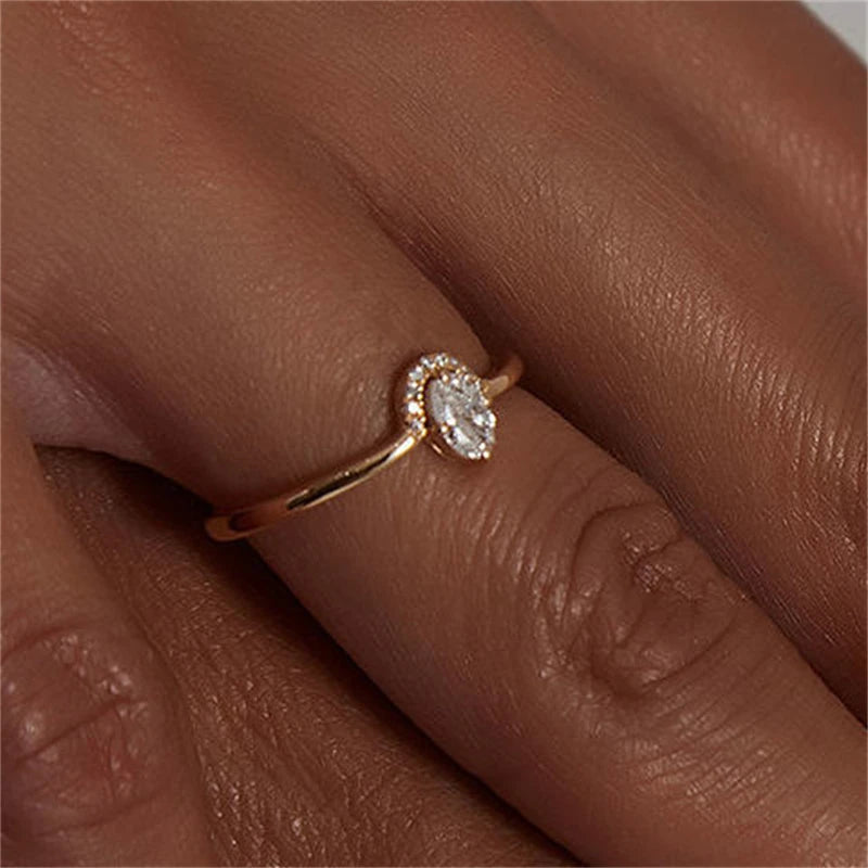 Women’s Adjustable Zircon Ring – Geometric Stainless Steel Statement Jewelry Gift