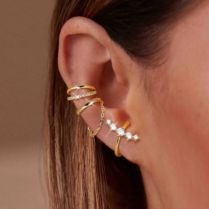5-Piece Elegant Silver Ear Cuff Set – No Piercing Required