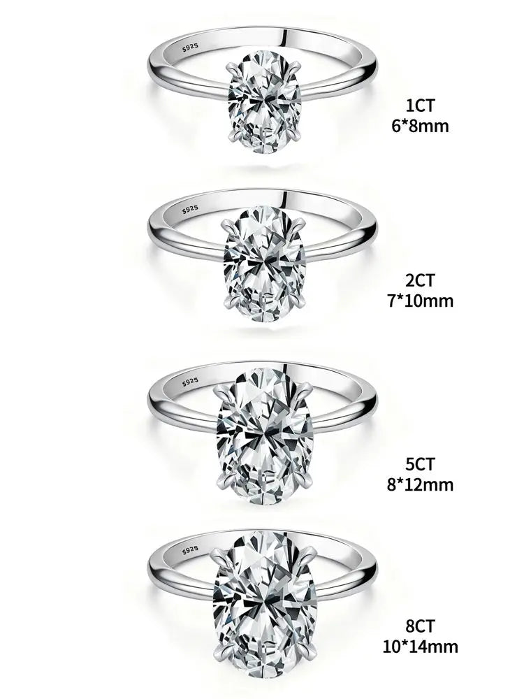 Luxury 925 Sterling Silver Zircon Engagement Ring for Women