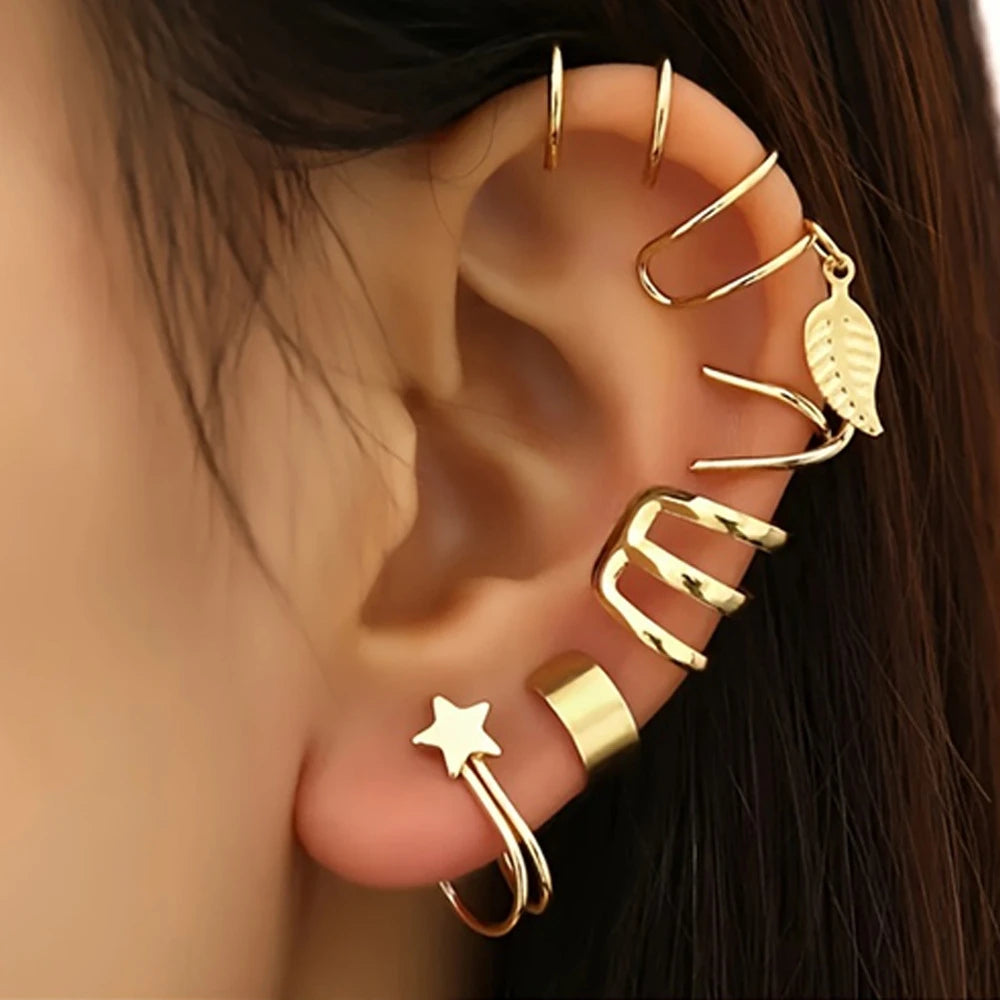 5-Piece Elegant Silver Ear Cuff Set – No Piercing Required