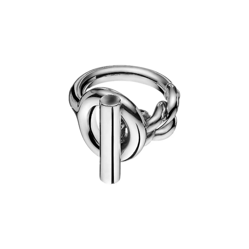 Women’s Twisted Toggle Ring – Geometric Open Circle Minimalist Statement Jewelry