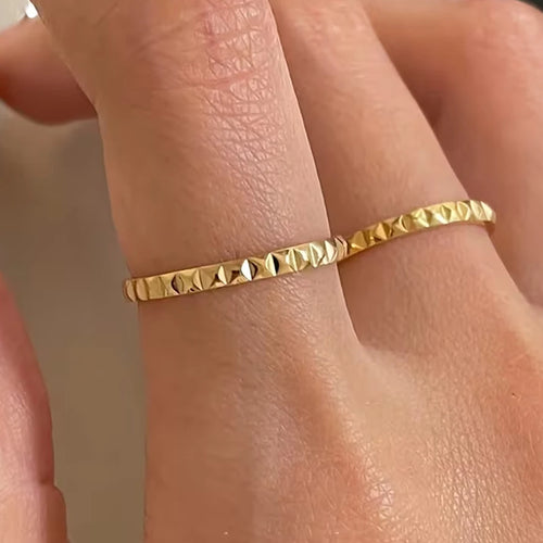 3-Piece Minimalist Raised Square Ring Set for Women