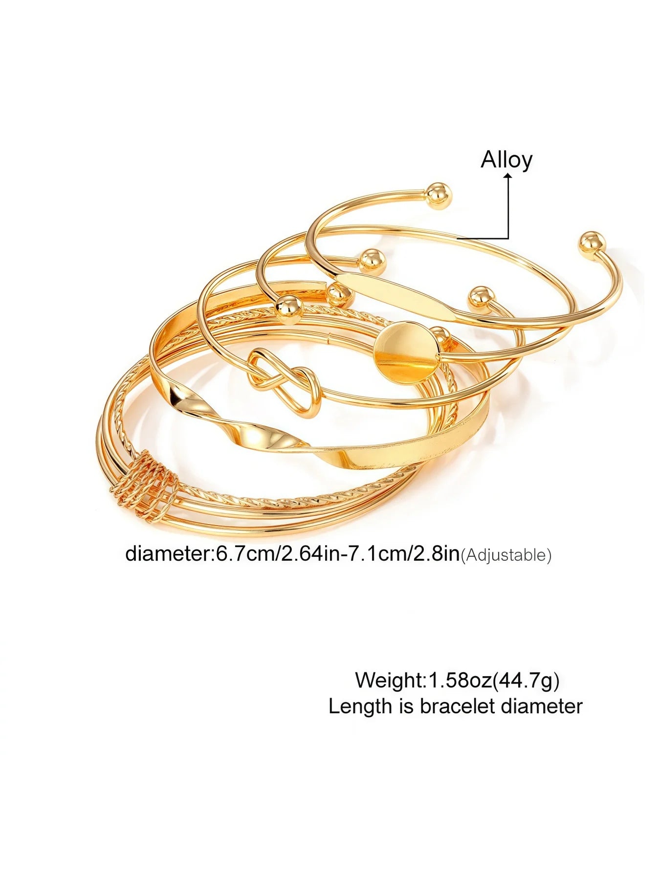 5-Piece Sparkling Layered Bracelet Set for Women