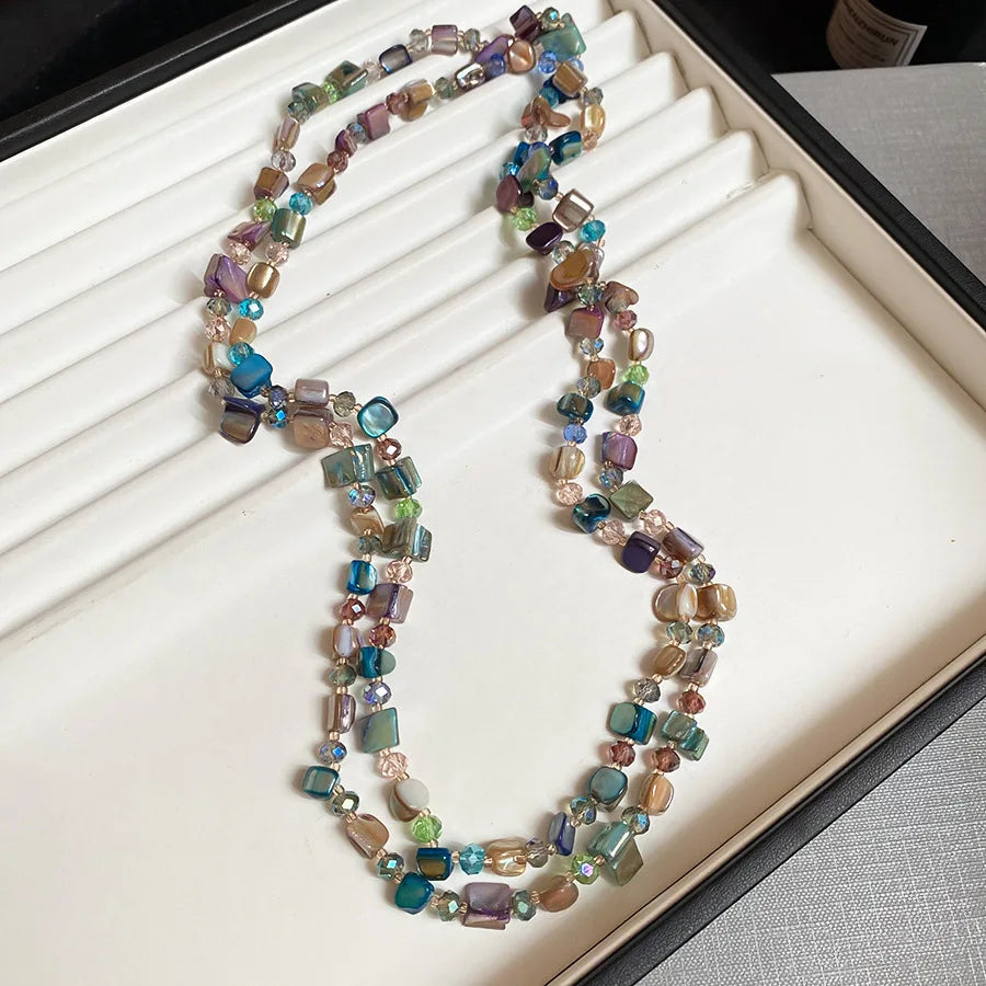 Bohemian Multicolor Shell Beaded Layered Necklace