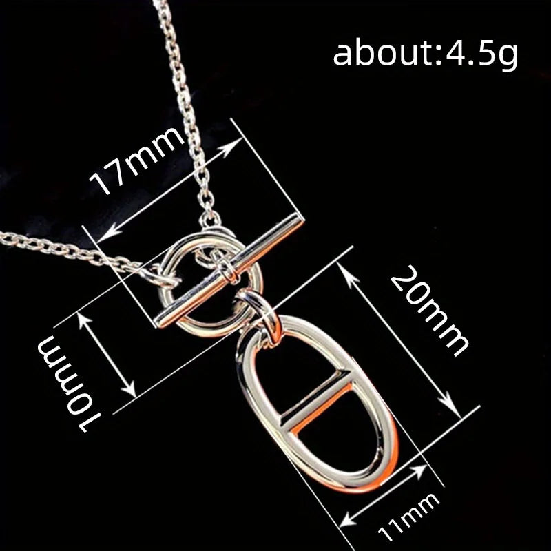 Women’s Minimalist Oval Toggle Pendant Necklace – Elegant Jewelry for Weddings & Parties