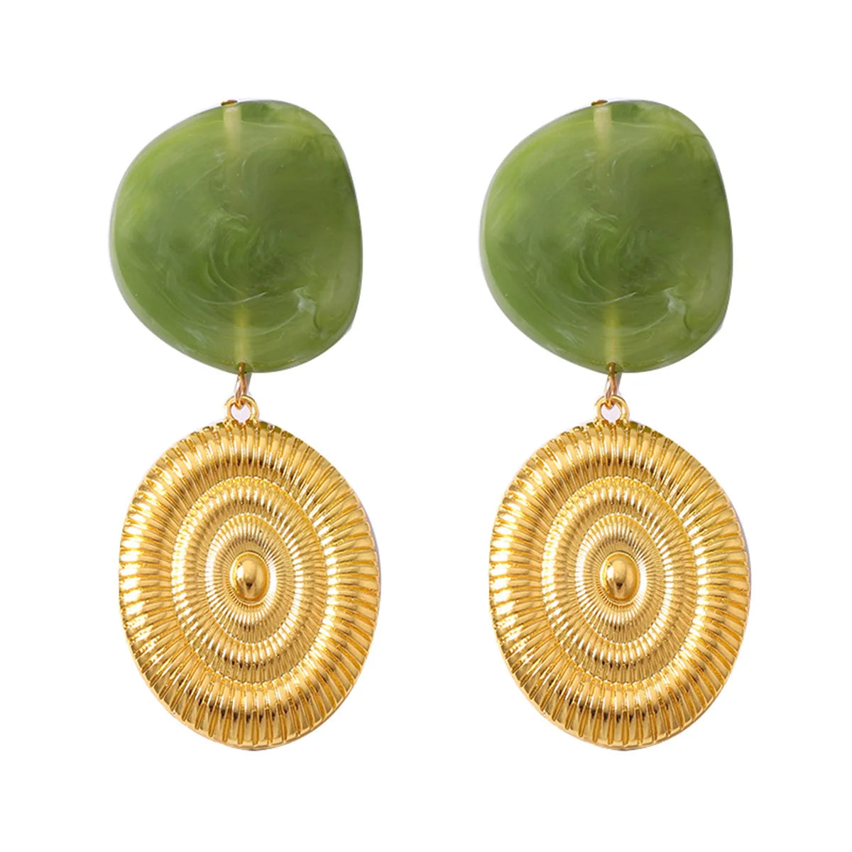 Women’s Irregular Geometric Resin Drop Earrings – Vintage Shell-Inspired Statement Jewelry