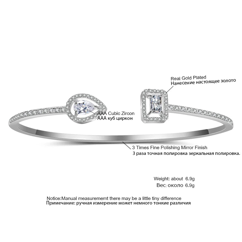 Luxury Geometric Zirconia Cuff Bracelet for Women – Elegant Party & Everyday Jewelry