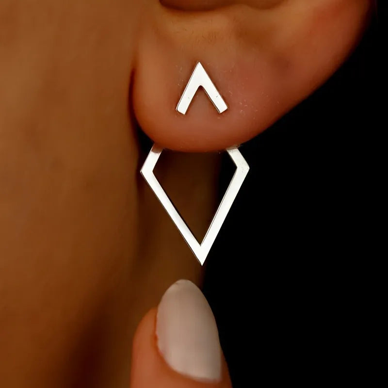 Minimalist Geometric Stud Earrings for Women – Detachable Square & Triangle Design
