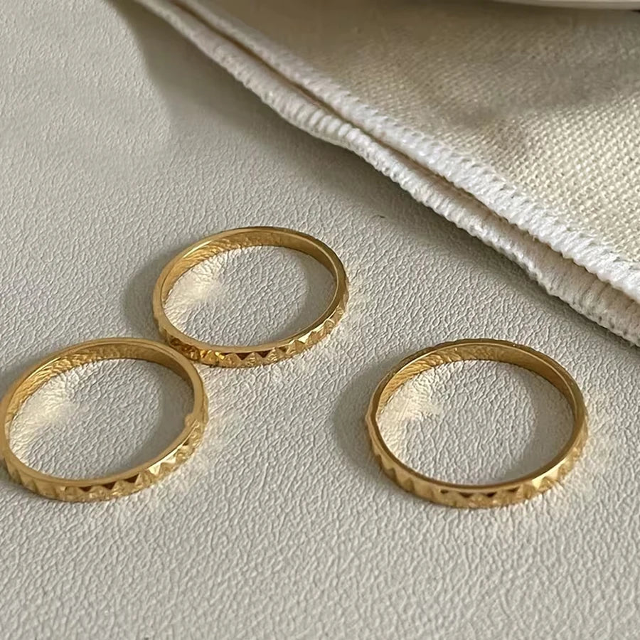 3-Piece Minimalist Raised Square Ring Set for Women