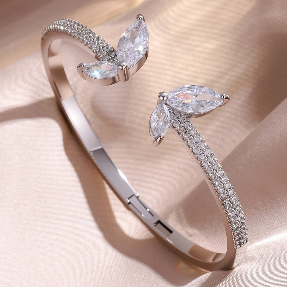 Luxury Geometric Zirconia Cuff Bracelet for Women – Elegant Party & Everyday Jewelry