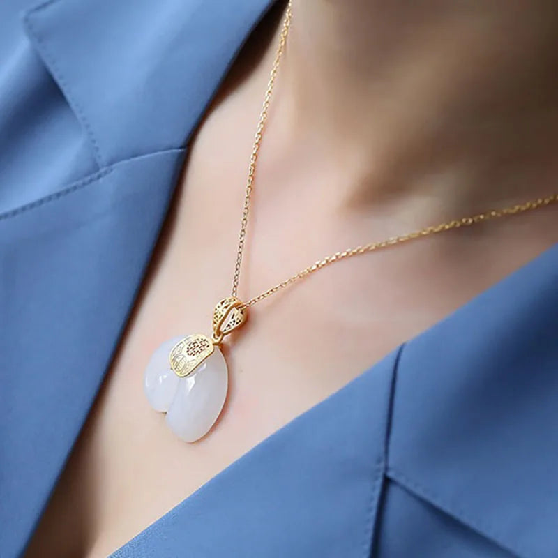 Women’s Natural Hetian Jade Elephant Pendant Necklace – Elegant Birthday & Anniversary Jewelry Gift