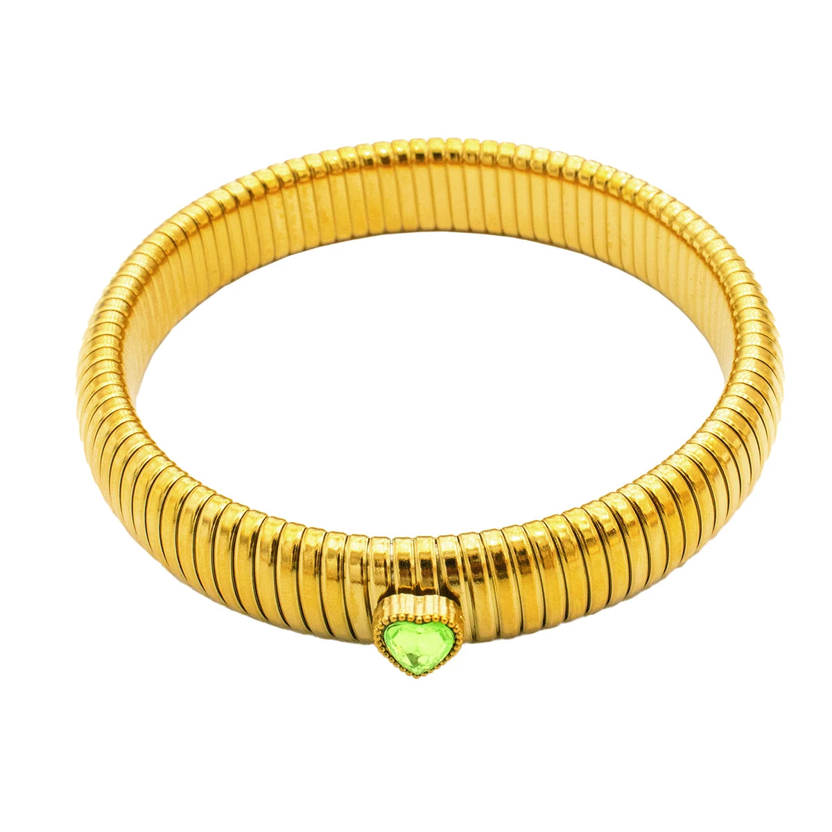 18K Gold-Plated Stainless Steel Stretch Bracelet for Women – Waterproof Retro Design