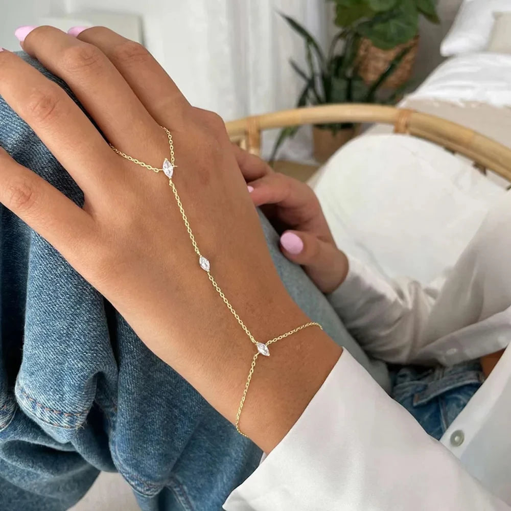 Elegant Bohemian Crystal Hand Chain Bracelet for Women