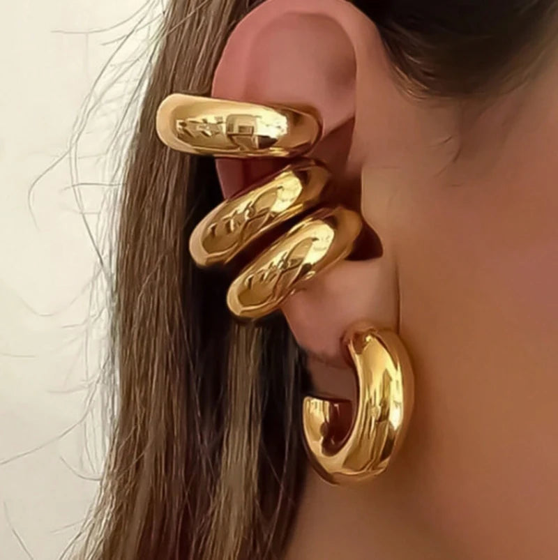 5-Piece Elegant Silver Ear Cuff Set – No Piercing Required