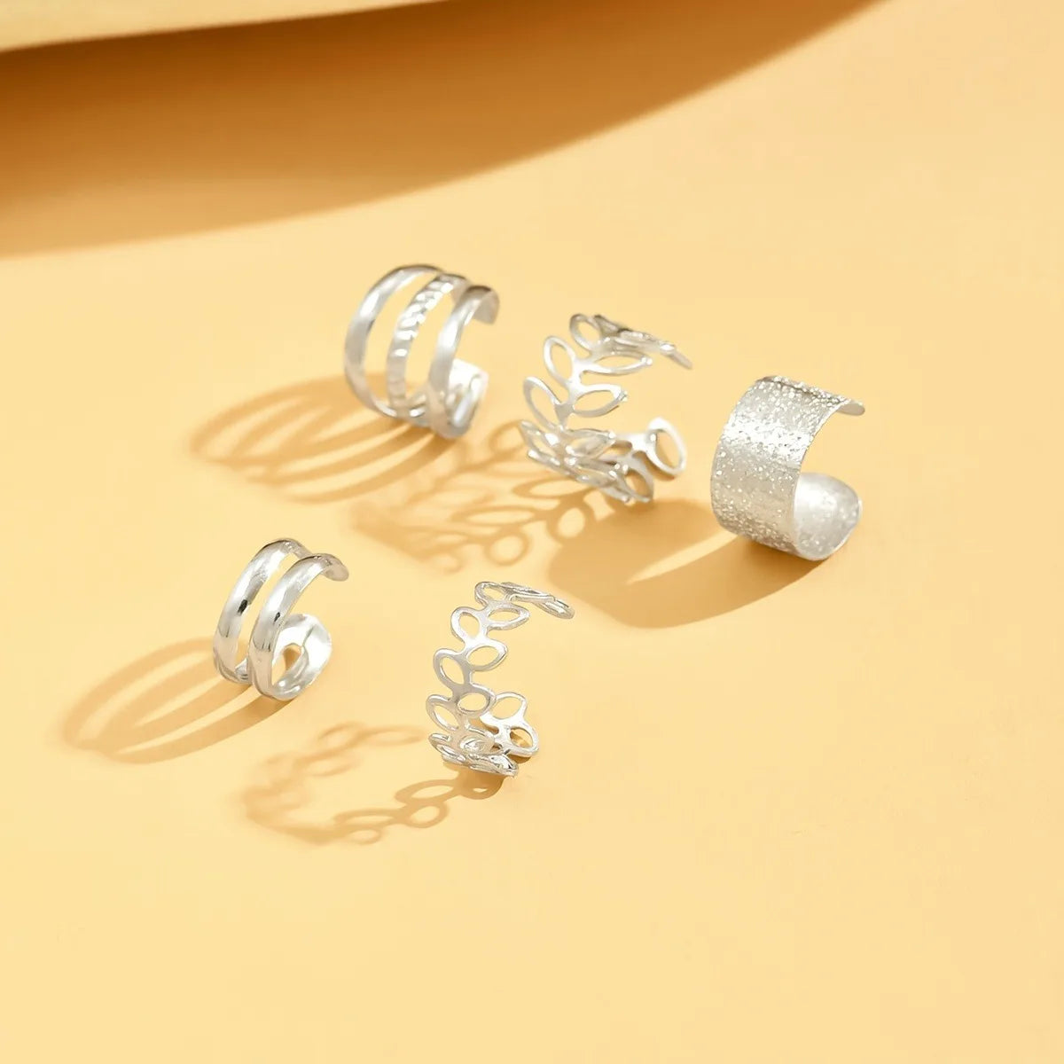 5-Piece Elegant Silver Ear Cuff Set – No Piercing Required