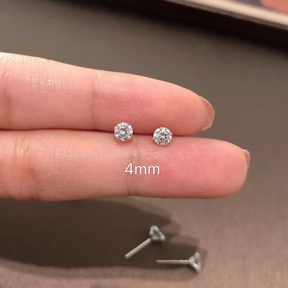 Elegant 925 Sterling Silver Crystal Stud Earrings