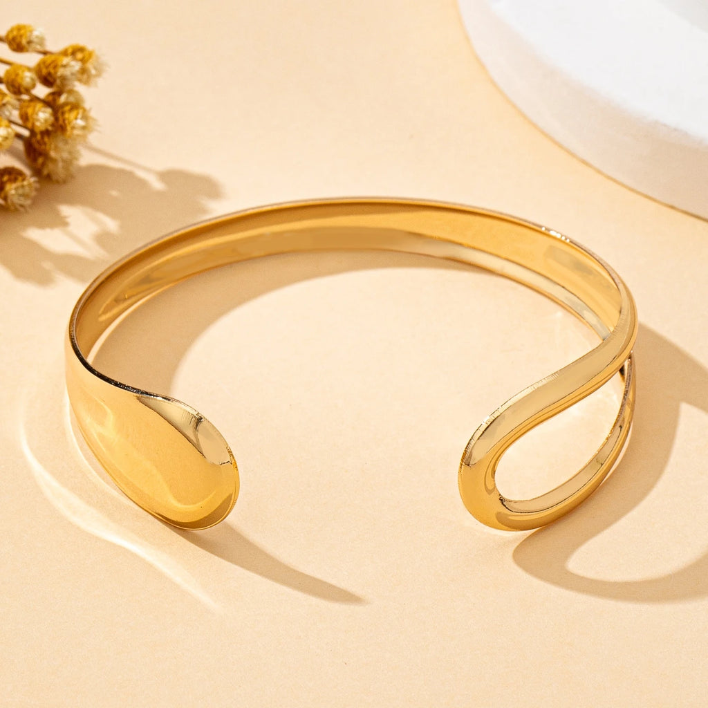 Women’s Open Cuff Bracelet with Hollow Geometric Design – Modern Everyday Jewelry