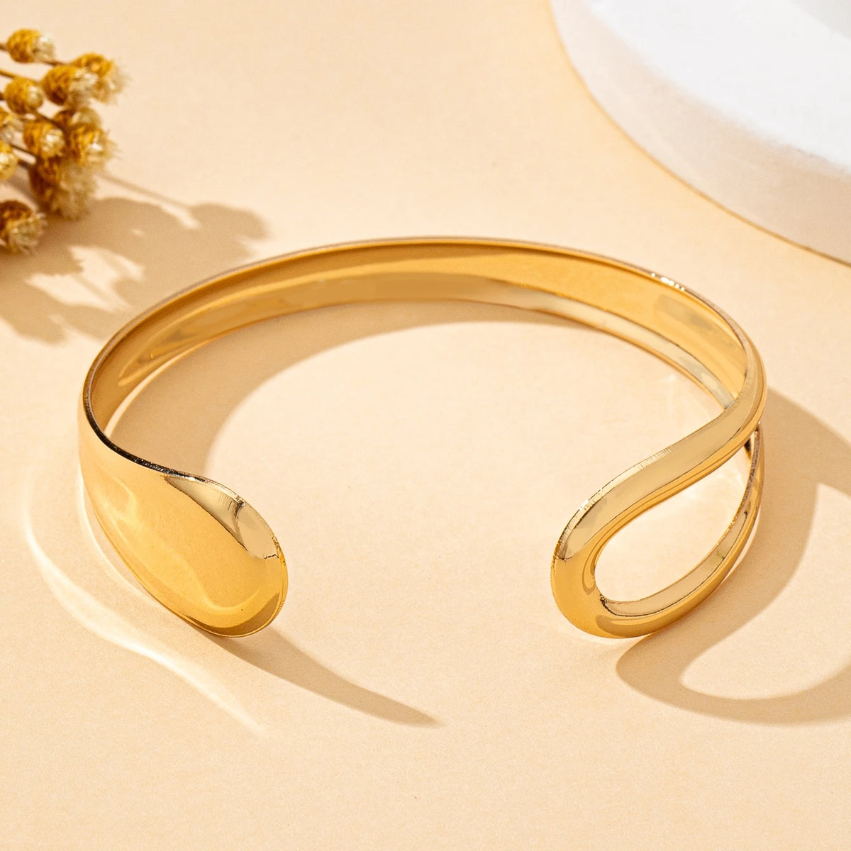 Women’s Open Cuff Bracelet with Hollow Geometric Design – Modern Everyday Jewelry