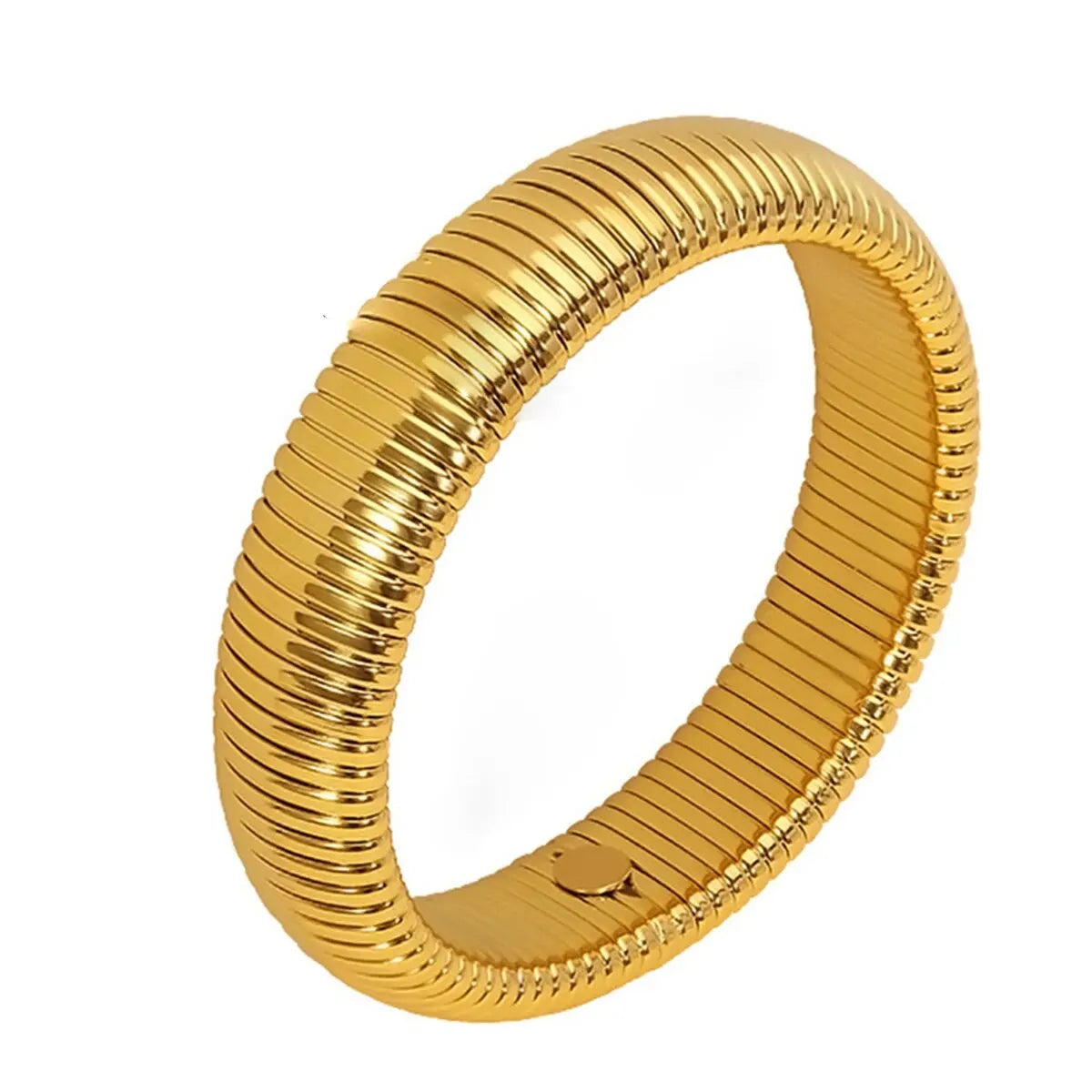 18K Gold-Plated Stainless Steel Stretch Bracelet for Women – Waterproof Retro Design