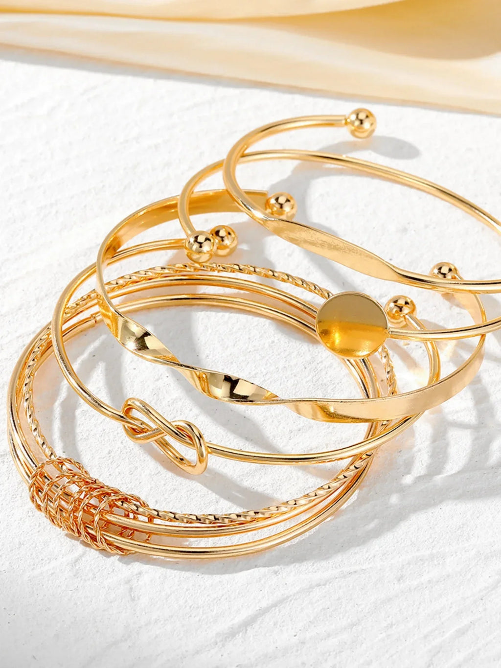 5-Piece Sparkling Layered Bracelet Set for Women