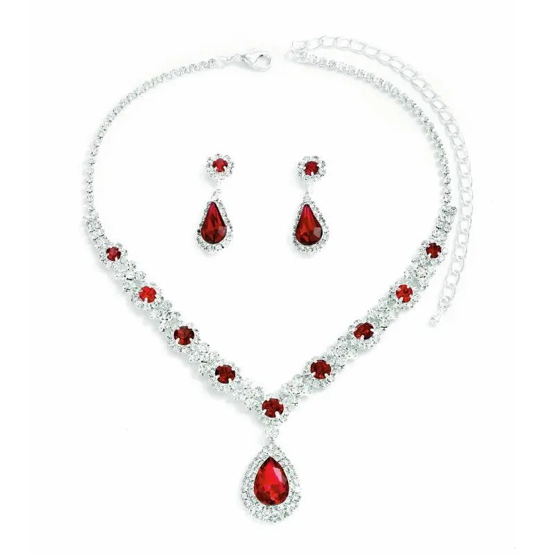 3-Piece Women’s Crystal Water Drop Necklace & Earrings Set – Bridal Wedding and Evening Jewelry