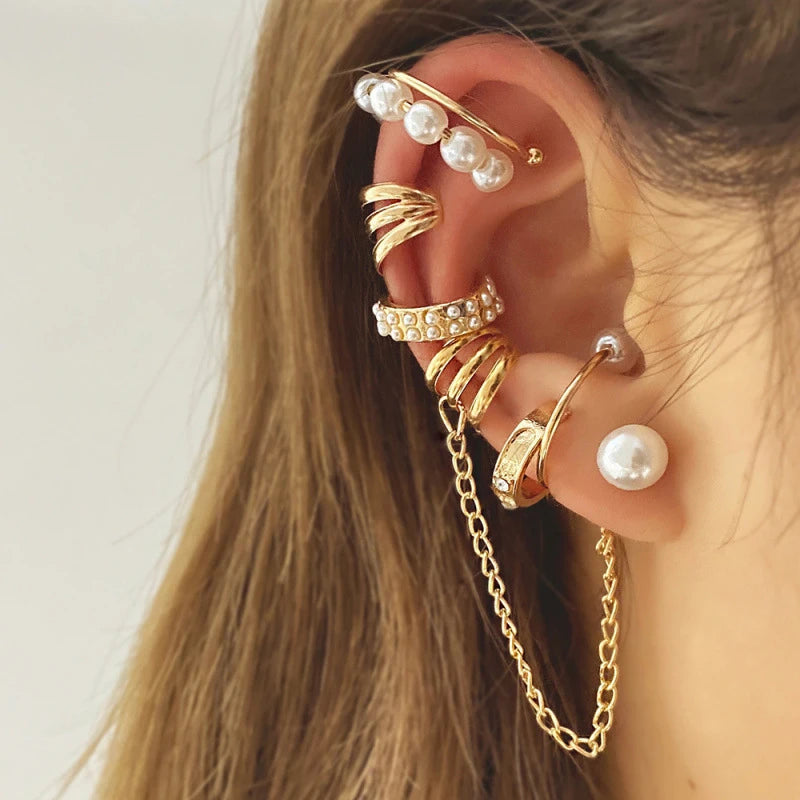 5-Piece Elegant Silver Ear Cuff Set – No Piercing Required