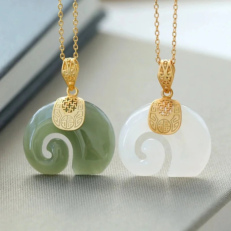 Women’s Natural Hetian Jade Elephant Pendant Necklace – Elegant Birthday & Anniversary Jewelry Gift